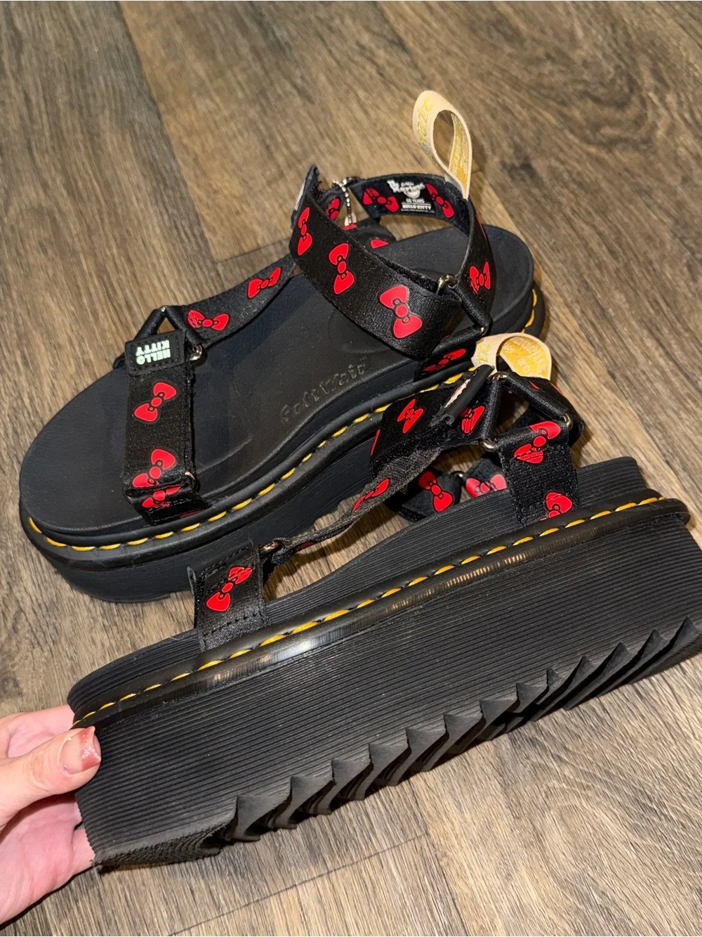 rare dr. martens x hello kitty vegan platform sandals